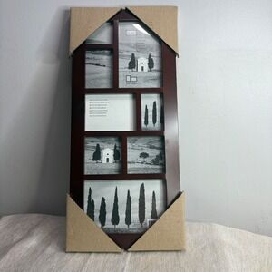 FURIO Mahogany Solid Wood Collage Photo Frame Holds 8 Photos Vertical